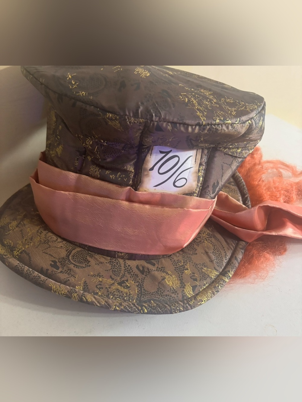 Disney Mad Hatter Hat With Orange Hair 10/6 Alice in Wonderland